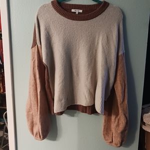 Cream/Brown Madewell Sweater | Size M | Super Soft | Damaged